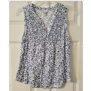 Lucky Brand sleeveless BLOUSE blue white Top S